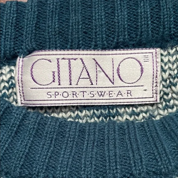 Vintage Gitano Sportswear Teal and Cream “Spirit’ Sweater - Picture 6 of 8